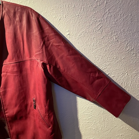 Chico’s maroon burgundy Faux Leather Moto Jacket - Picture 2 of 6